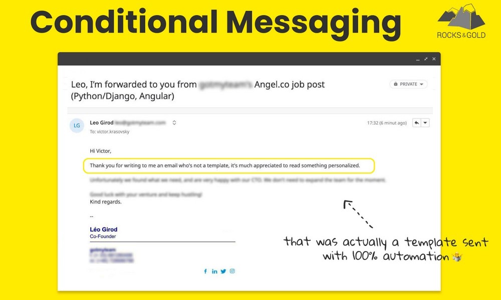 Conditional Messaging: как рассылать до 1,000 персонализированных сообщений в день? Опыт Rocks & Gold
